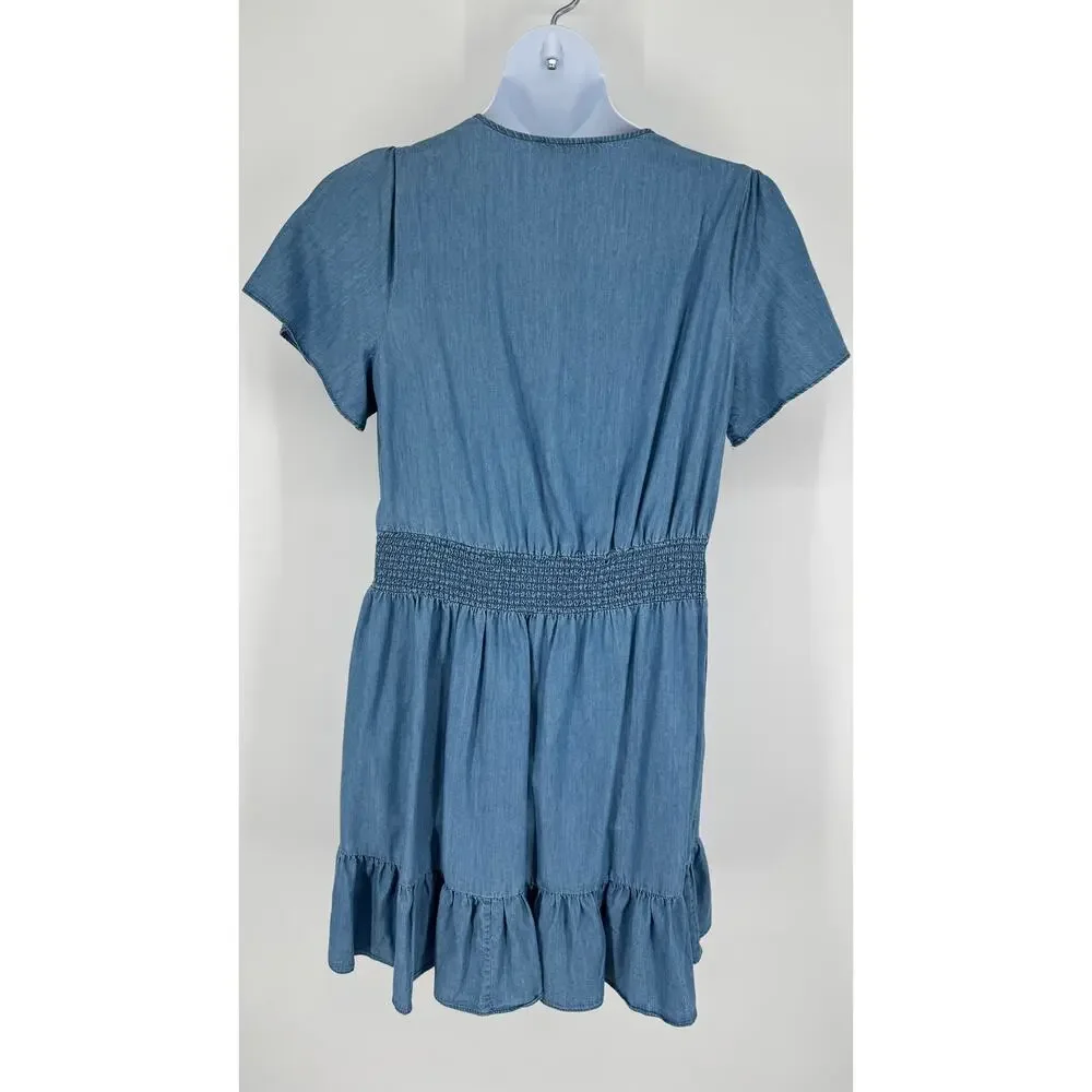 MICHAEL Michael Kors 1X Light Cadet Wash Tiered Faux-Wrap Fit & Flare Dress - Picture 4 of 6
